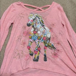 Girls long sleeve horse shirt